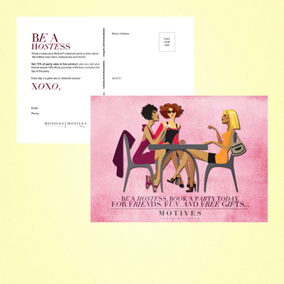 Motives Be A Hostess Postcard